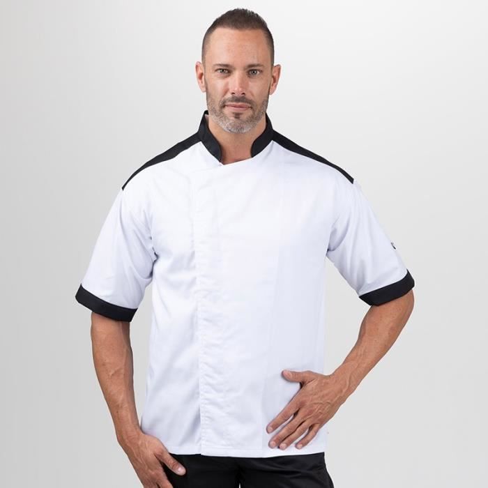 MANELLI Veste de Cuisine Master Noire - Tissu Résistant - Homme Manches longues