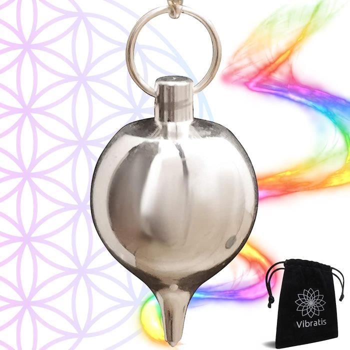 Pendule Divinatoire Premium en Forme GOUTTE d'EAU - Pendule de Radiesthésie Universel en Métal Argenté