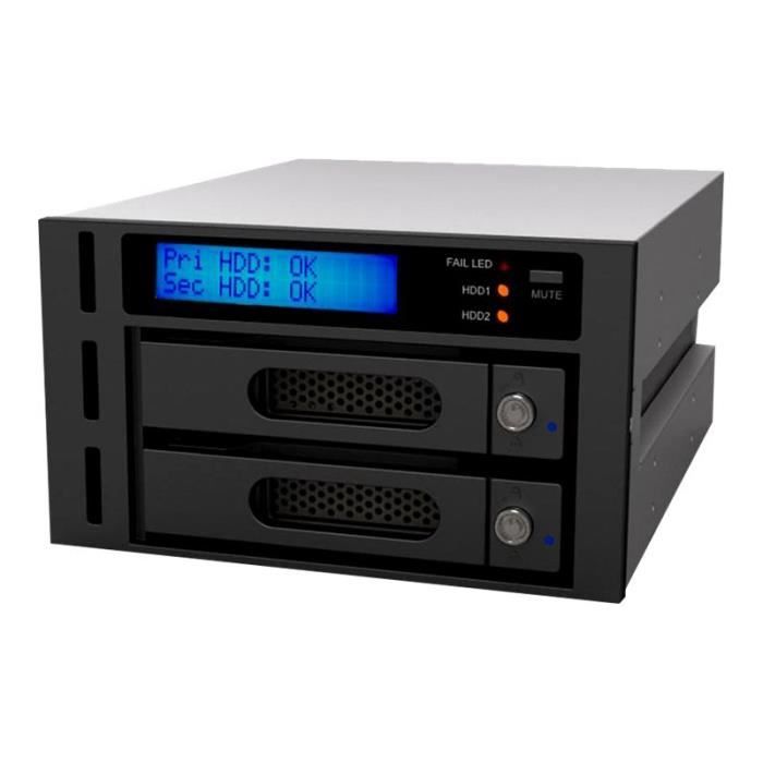 RAIDON iR2622 Boîtier RAID interne avec indicateur de données, indicateur d'alimentation, verrouillage clavier, écran LCD,…