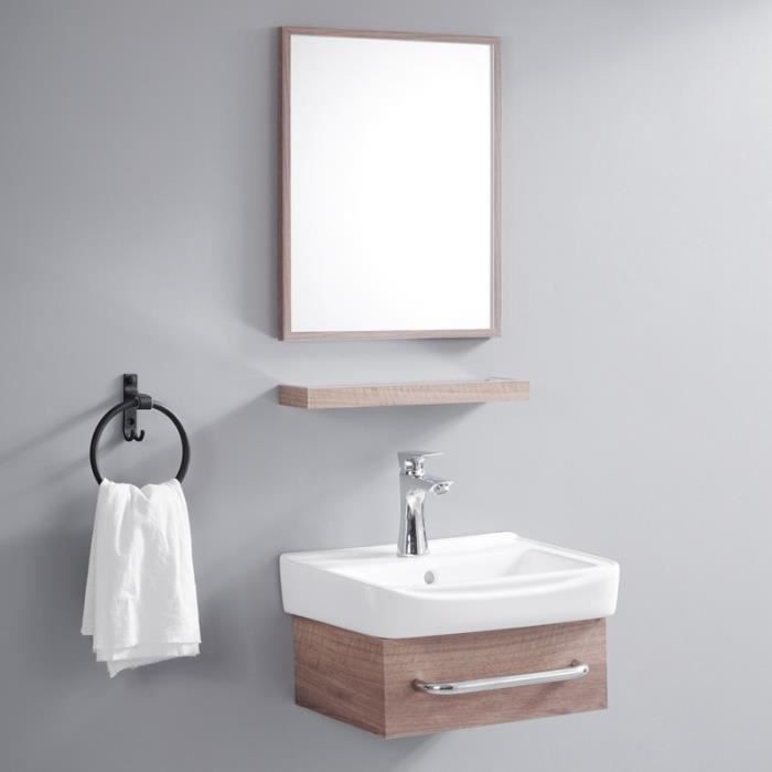 Ensemble Meuble de Salle de Bain Gain de Place - Bois - 44x36 cm - iD