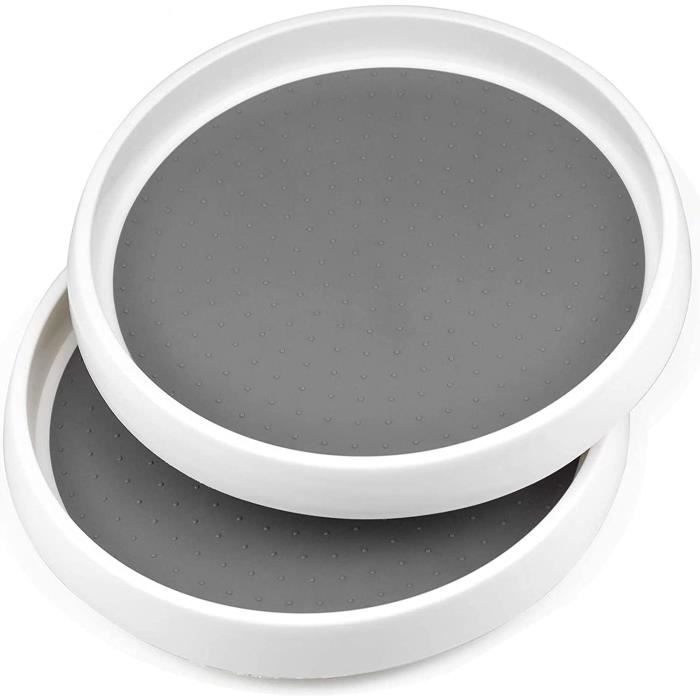 2 PCS Plateau Tournant Plateau Rond en Plastique,Etagere a Epices Plateau Pivotant pour Réfrigérateur, Armoire de Cuisine