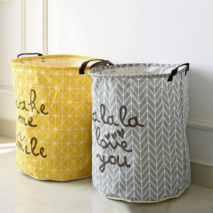 2pcs Panier à Linge Ménage Pliable 50 x 40 cm Corbeille à Linge Ronde Rangement salle d'bain Vêtements Stockage Sorter Sac de Lavage