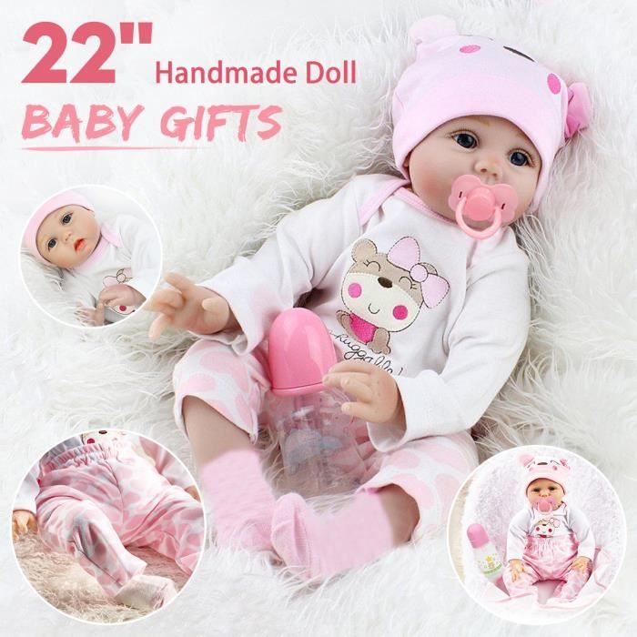 TEMPSA 22 pouces Poupée Poupon bébé intéractive Reborn silicone Doll nouveau-né enfants Mignonne Jouet playmate Cadeau fête noël