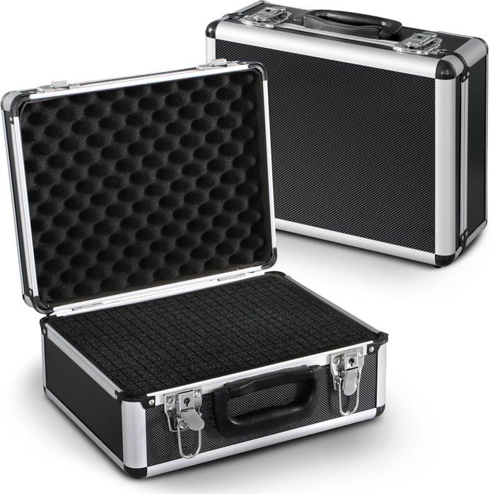 Wiltec Mallette de transport universelle robuste – 32 x 22,9 x 11,2 cm – en PP et Fibre de verre – avec Mousse cube et panneaux personnalisables – Valise de protection pour
