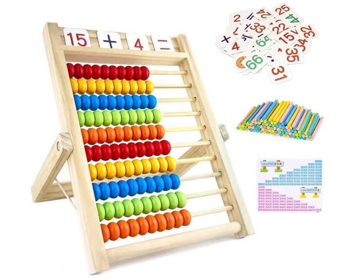 Boulier En Bois Avec 100 Bâtons De Comptage – Abaque Mathématique 10 Rangées – Cadre De Comptage Pour Apprendre à Compter Et Calculer Dès 3 Ans