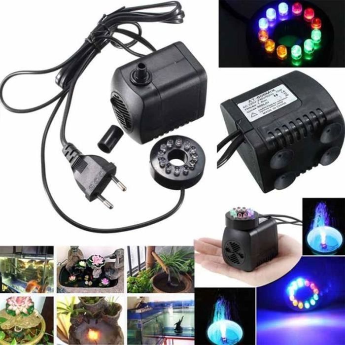 220V240V Pompes Submersibles 15W Jardin Pompes avec Lumière LED Pompe à Eau pour Aquarium  Poisson  Etang  Fontaine