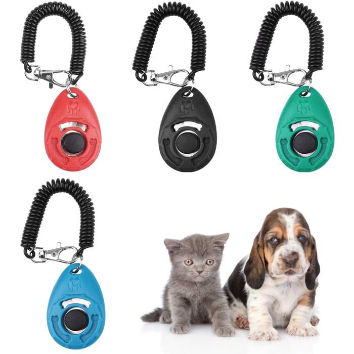 4 Clickers pour Chien Clicker de Dressage pour Animaux de Compagnie avec DragonneClicker Chien Dressage pour Chien Chat Cheval