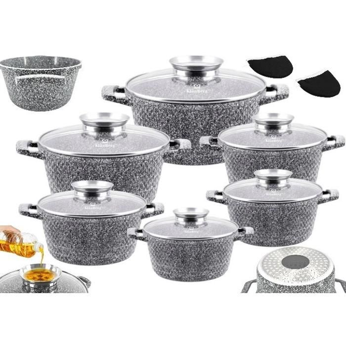 Set de 12 casseroles KlönBerg | avec revêtement marbré | Casserole ...