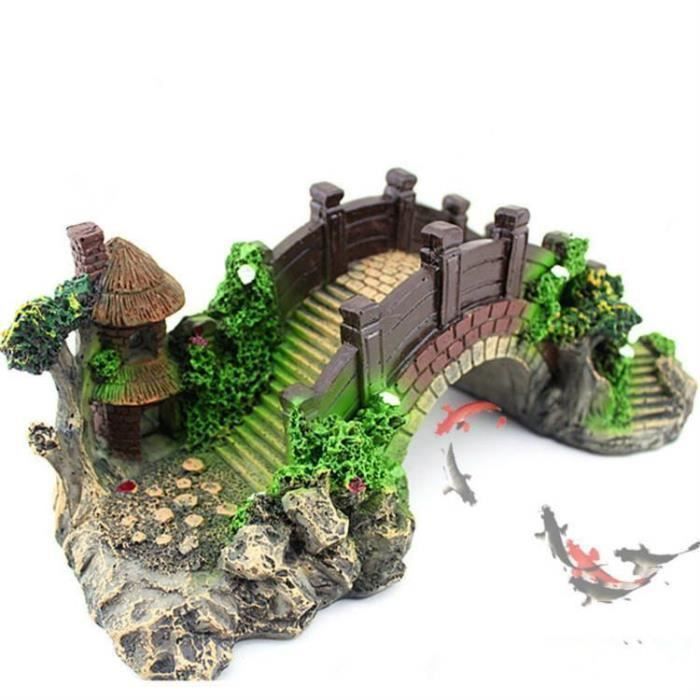 Meilleurs prix pour Décoration Aquarium - Keeper - Pavillon du Pont - Résine - 15x6.5x5.5 cm