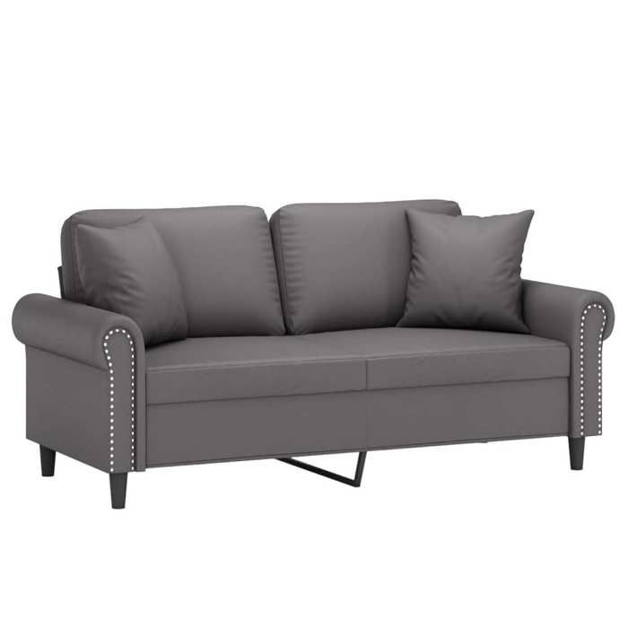 Canapé rembourré 2 places - VIDAXL - Similicuir - Gris - 172x77x80 cm - 140 cm largeur du siège - Moelleux