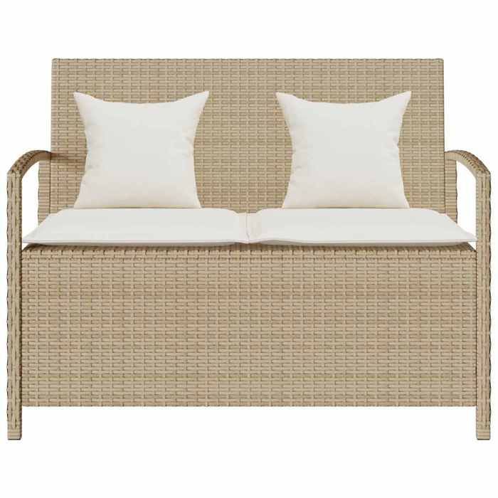 Sale 2026 Banc de rangement de jardin - BURKE - Banquette balcon - avec coussin - beige résine tressée BB541