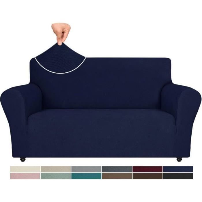 Housse Canapé 2 Places avec Accoudoirs Housse de Canape Extensible Protection Canape Chien Hiver Sofa Cover Bleu Bleu