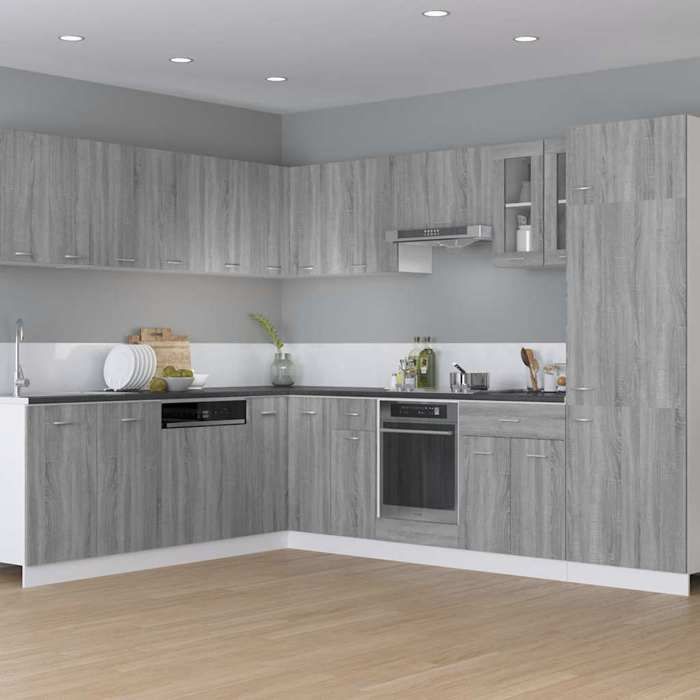 Caisson de cuisine Gris - Meuble de four Riga - avec rangement - Gris Sonoma - 60 x 46 x 81 5 cm - Bois dingénieri11
