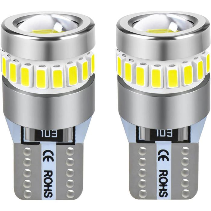 Ampoule LED voiture - EVERWOL - T10 W5W 194 168 - Blanc 6000K - 360° illumination - 18 LED SMD 3014