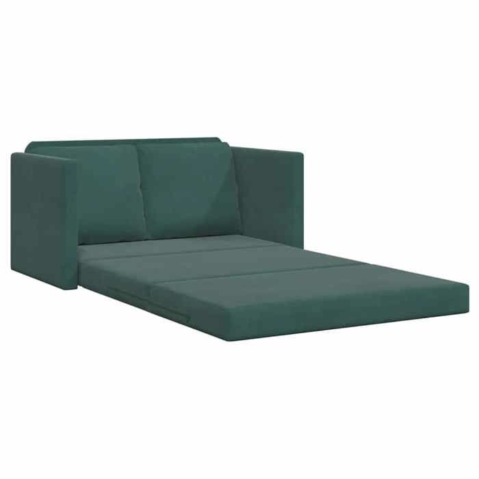 Canapé convertible à 2 places 2 en 1 - NANAS - CLIC-CLAC/Sofa-lit - vert foncé 122x204x55cm velours 122x70x55cm C48527