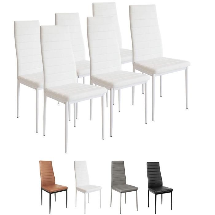 SUPFINE Lot de 6 Chaises de Salle à Manger avec Dossier Haut Imperméables pour Salon Cuisine Restaurant Jusquà 120 kg Blanc