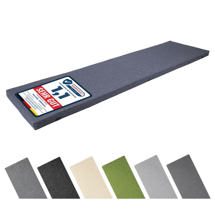 Garronda Coussin de Banc Extérieur 150x40 cm Imperméable Résistant UV avec Élastiques GD-0220 Bleu marine