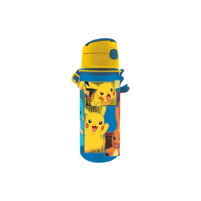 My Sweety Pop- Gourde Pokémon Enfant 600 ml en Aluminium avec Paille et Crochet