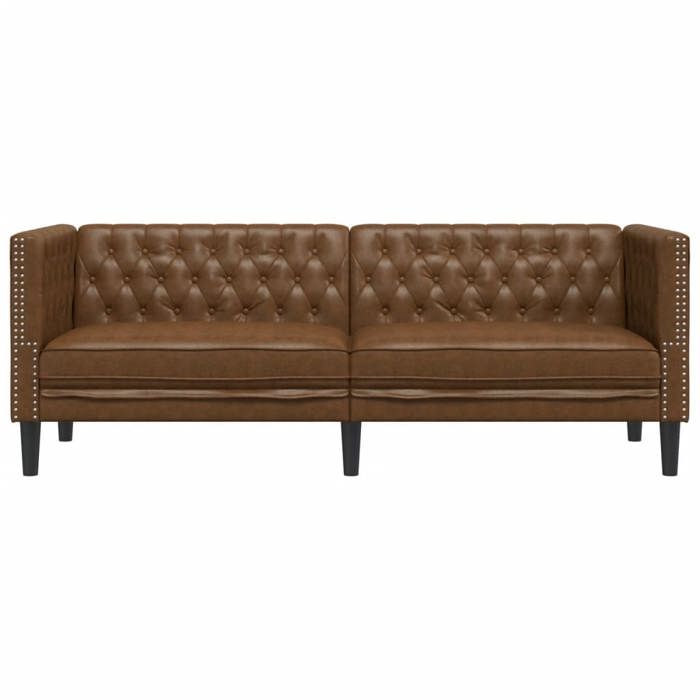 Meuble Sofa - HAOSHOP - Canapé à 3 places Chesterfield marron similicuir daim&01_122867