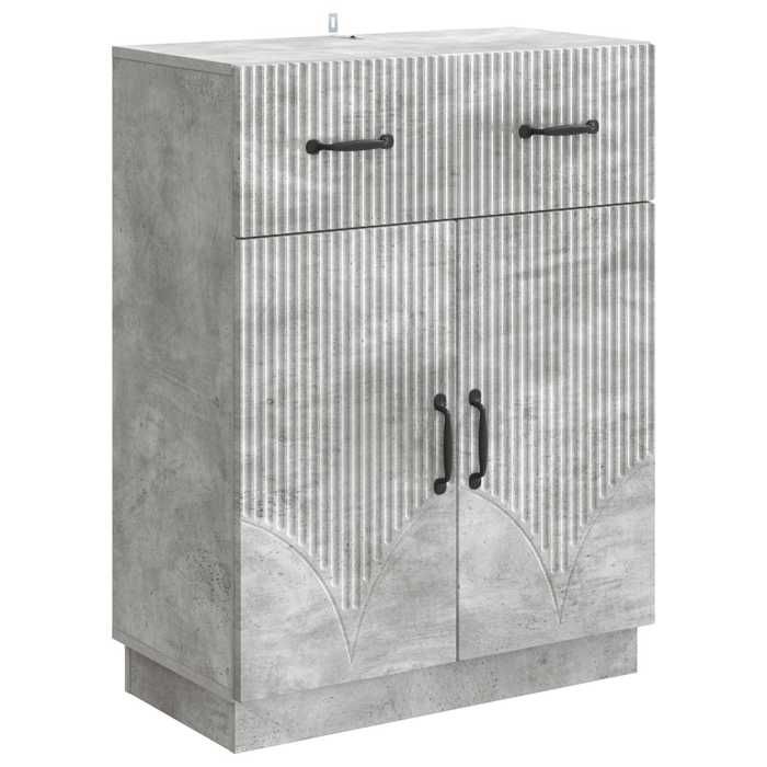 Elégance - Chic Meuble rangement - Buffet salon-séjour - Gris béton - 66x34 5x87cm - Bois dingénierie_0162382