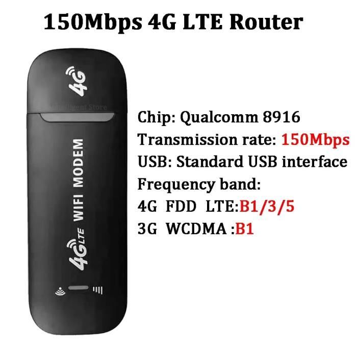 Routeur wifi 03 - Routeur WiFi 4G portable avec antenne, carte de  caractéristique de modem USB, 150Mbps, WiFi