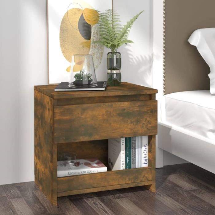 SIB Table de chevet Chêne fumé 40x30x39 cm Bois d'ingénierie - AKO ...