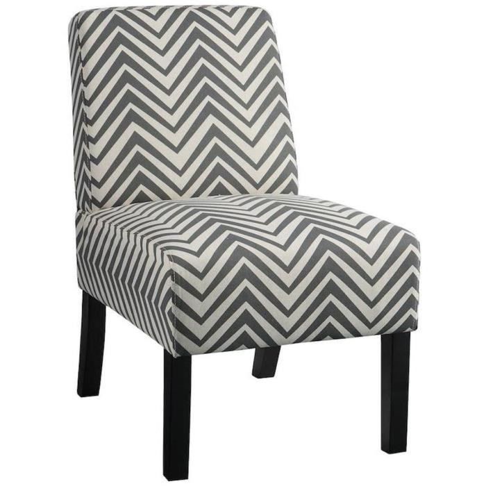 fauteuil fada - assise tissu pieds bois - gris et blanc