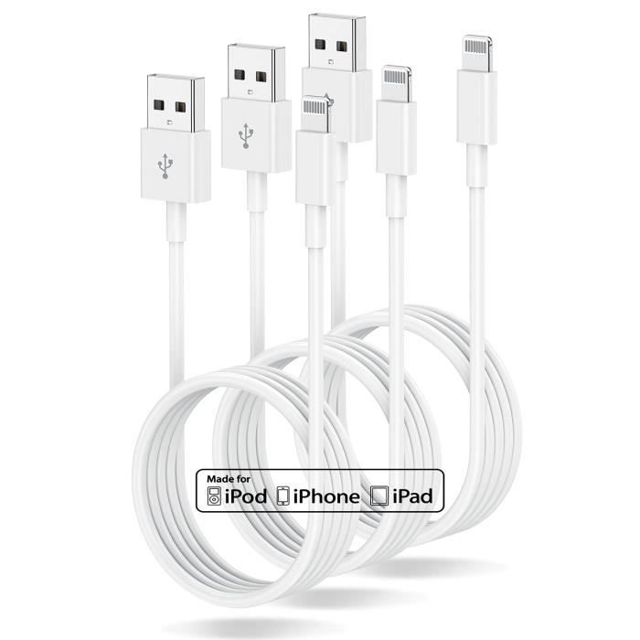 Câble iPhone 3M-Lot de 3, [MFi Certified] Long Câble de Chargeur iPhone  Apple Original, 10ft[747] - Cdiscount Téléphonie