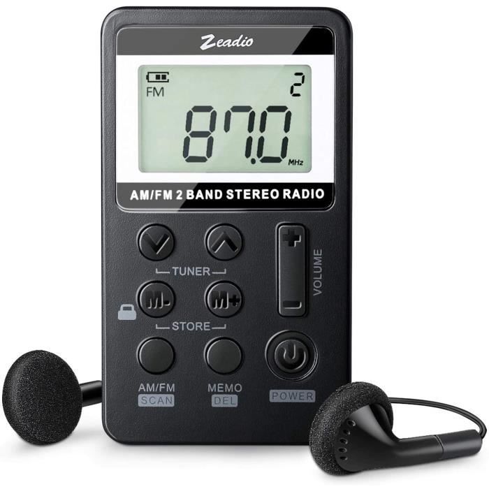 Radio Portable AM/FM - Écouteurs Inclus - Batterie Rechargeable - Mini Format