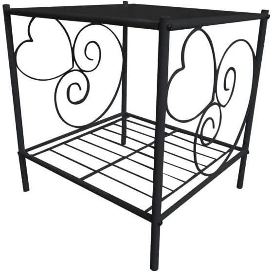Table de Chevet Romantique 1 Tablette Métal Noir A325