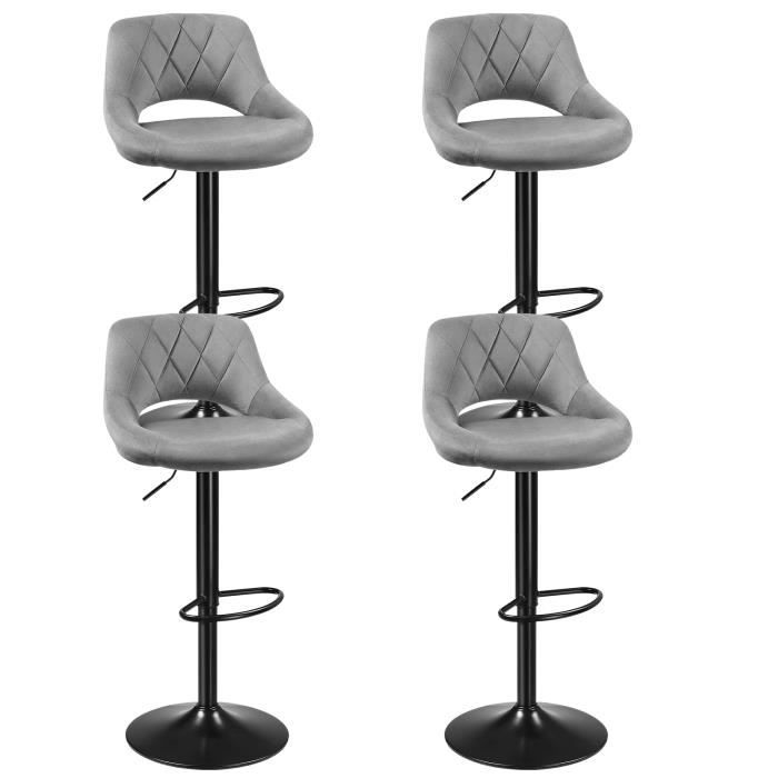 Viyiduo TABOURET DE BAR 4 Tabourets de Bar Gris Clair Tabouret de Bar Découpé Design