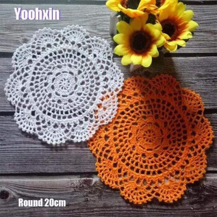 Napperon Rond En Dentelle Florale - Déco Table Élégante 33-38 Cm Pour Maison, Cérémonies Et Cadeaux