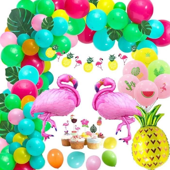 Bannière Hello Summer Hawaïenne – Décorations Fête Tropicale Ananas Flamant Rose – Guirlande Été Plage Aloha Pour Anniversaire Luau