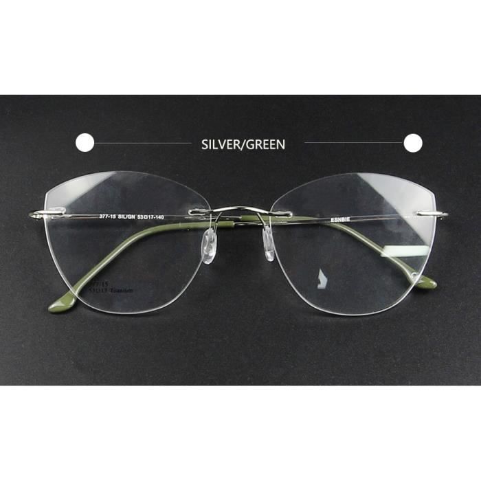 Lunettes lumiere bleue Monture de lunettes en titane sans monture pour femme accessoire optique ultral ger titan silver green