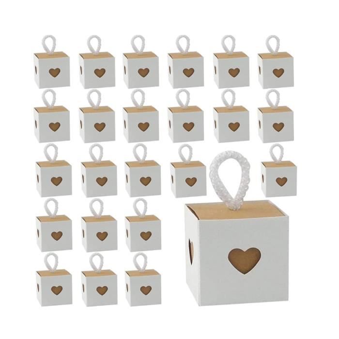 Lot 50 Boîtes Cadeaux Kraft 5x5x5cm - Emballage Mariage, Fête, Bonbonnière, DIY, Marron