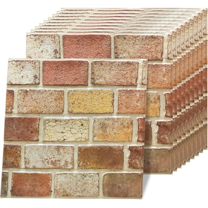 Autocollant Mural 3D Imitation Brique, 20 Pièces, Papier Peint Auto Adhesif Impermeable Pour Decoration De Chambre A Coucher Et De Salon 91269398