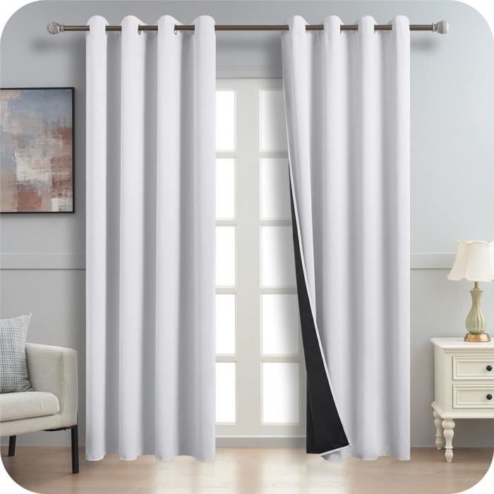 Rideau Occultant Thermique 250x300 Cm - Isolation Phonique Et Anti-UV - Gris - Lavable Machine - 13