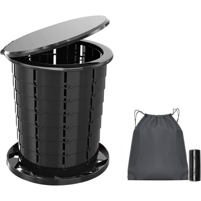 Toilette Pliante Portable Pour Adultes – Anti-odeur, Noire, Avec Rangement – BZD