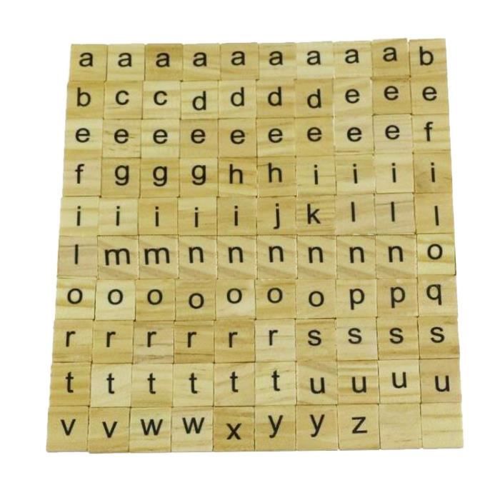 Jouet 100 tuiles en bois noir lettres chiffres pour les ...
