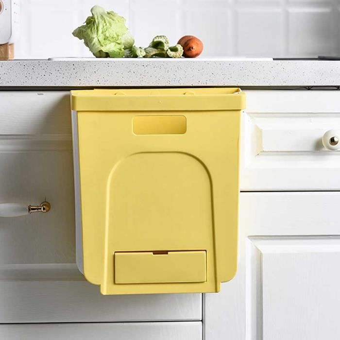 bleu petite poubelle de voiture de tiroir de porte darmoire de cuisine pliable compacte Poubelle de cuisine /à suspendre au mur
