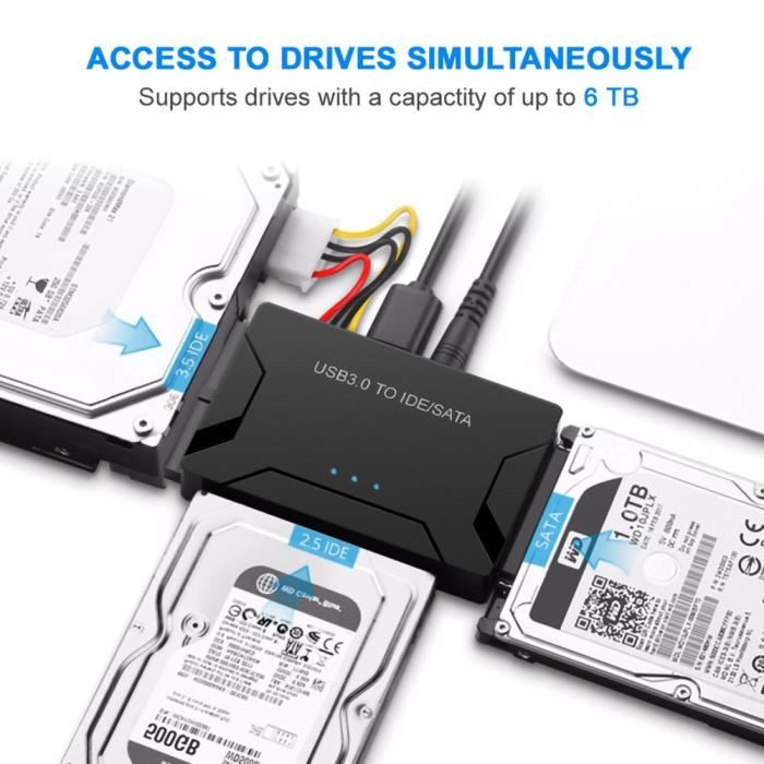 Usb 3 0 Vers Sata Ide Ata Adaptateur De Donnees 3 En 1 Pour Pilote De Disque Dur 2 5 3 5 Hdd Avec Alimentation Prix Pas Cher Cdiscount