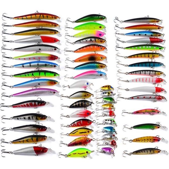 56pcs / lot Dur Leurre De Pêche Ensemble Artificielle De Pêche Kit Minnow  Pêche Wobblers Crankbait Dur De Pêche S'attaquer