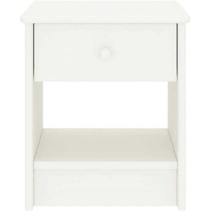 2 Tables De Nuit Avec Tiroir - Blanc Classique - Pour Chambre Ou Salon
