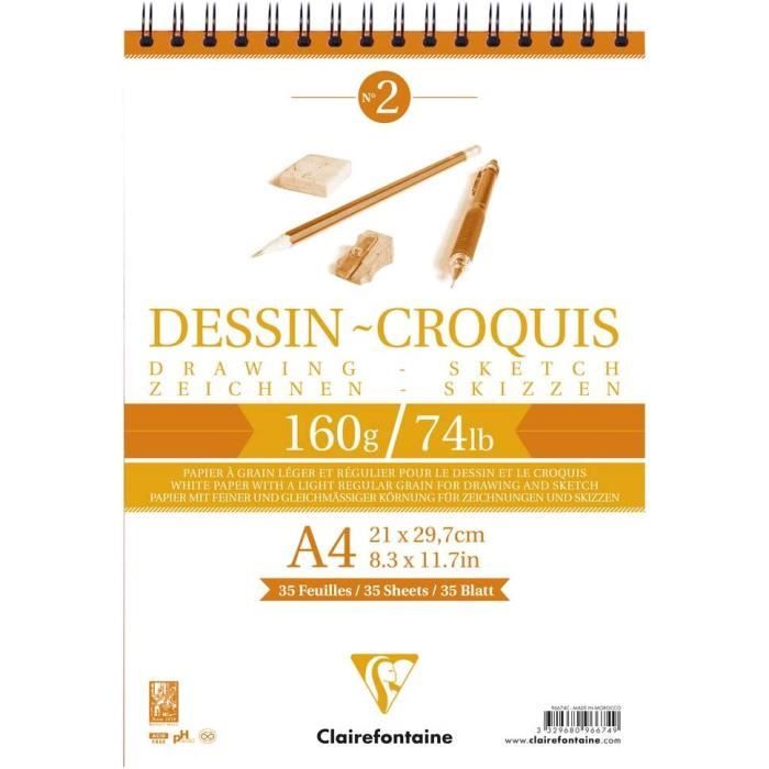 Clairefontaine Papier Kraft Brun A4 160g - Lot 25 Feuilles Grain Brut