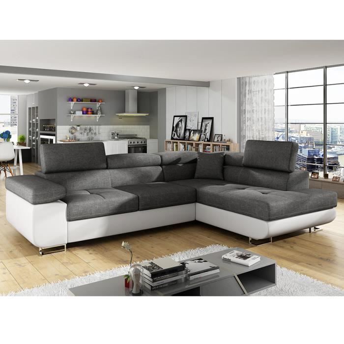 Canapé Dangle Convertible Gris Et Blanc Liam 4 2 Couleurs Au Choix Angle Droit Gris Anthracite L 275 X P 202 X H 88 Cm
