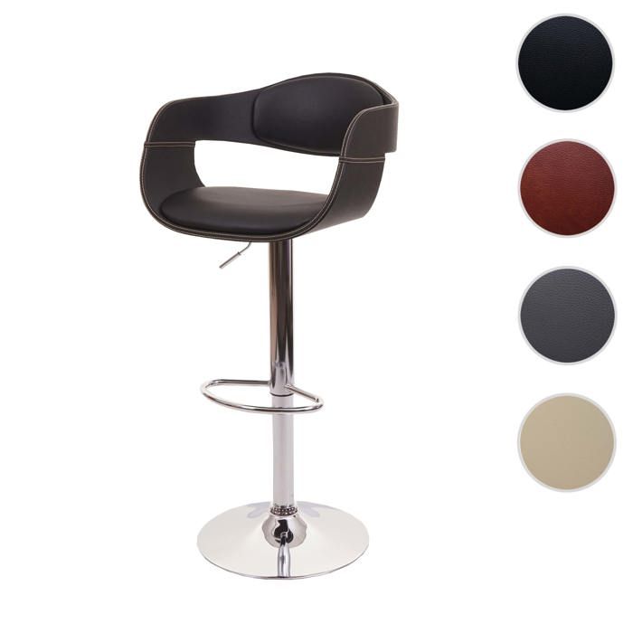 Tabouret de bar MCW-A47b bois simili cuir noir