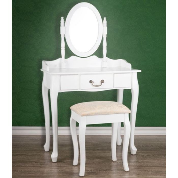 COIFFEUSE AVEC MIROIR ET TABOURET - Achat / Vente ...