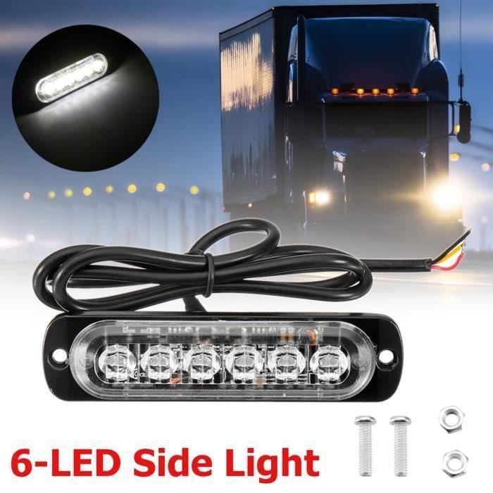 6-LED Barre de Lumière Latérale Stroboscopique Pour Voiture Camion Blanc  Bo51449 - Cdiscount Auto