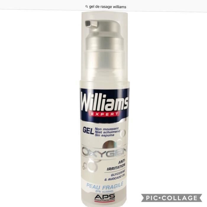 Williams gel de rasage oxygen anti irritation peau fragile
