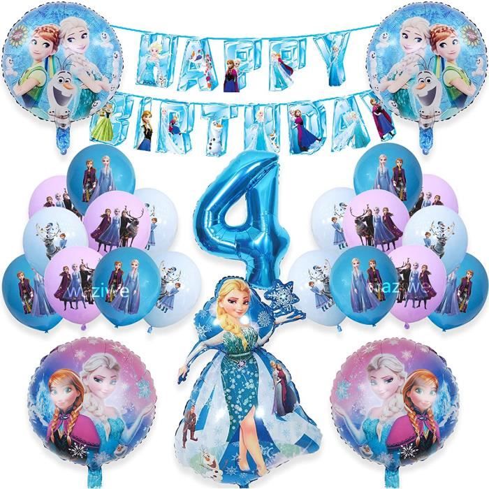 Décoration Anniversaire Reine Des Neiges 3 Ans - Kit 130 Pièces Avec Ballons, Bannière, Accessoires
